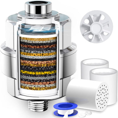 Sumerain 20 Fasen Douchefilter, Hoogwaardige Douchewaterfilter, Chroom