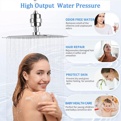 Sumerain 20 Fasen Douchefilter, Hoogwaardige Douchewaterfilter, Chroom