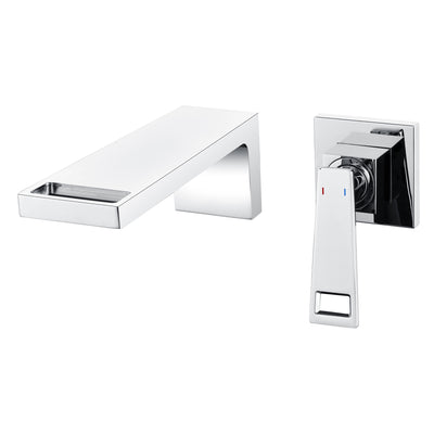 SUMERAIN Waterval Muurbevestigde Badkamer Waskom Kraan Enkele Hendel Waskom Kraan met Ruw Inbouwventiel, Chroom