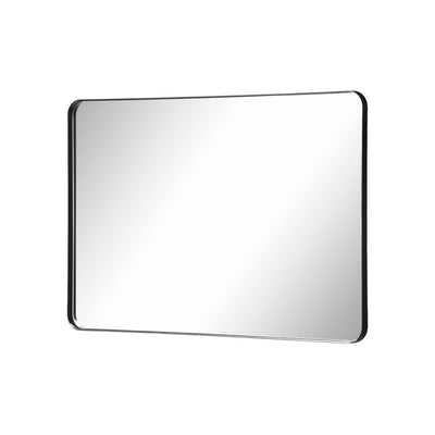 SUMERAIN Badkamerspiegel met matzwarte lijst, 24x30 inch wandspiegel met afgeronde hoeken en veiligheidsglas van gehard glas, flexibel horizontaal of verticaal te monteren