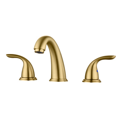 sumerain 8 Inch Badkamer Kraan 3-Gat Wastafelkraan, Wijdverspreide Badkamer Waskom Kraan Twee Hendels, Geborsteld Goud
