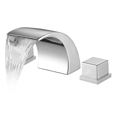 Sumerain brede waterval wastafelkraan, 3 gaten, dubbele hendel, messing chroom