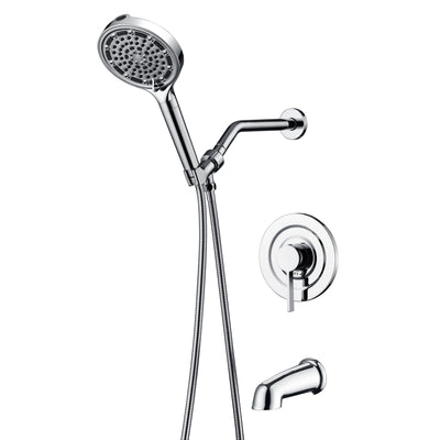 SUMERAIN Modern Douche Systeem met 6-Spray Handdouche met Filter, Chroom Douchekraan met Badkuipuitloop, Hoge Doorstroming
