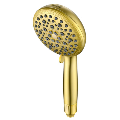 SUMERAIN Gefilterde douchekop met hard water filter - 9 sproeistanden FOF ScaleBlock & vitamine C huidverzorging, 3-maanden cartridge voor Californië/Texas/Illinois, geborsteld goud