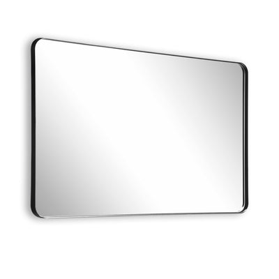 SUMERAIN Zwarte kapspiegel, 40x32 inch aluminium lijst badkamerspiegel met afgeronde hoeken en gemakkelijk schoon te maken glas voor moderne woningen, geschikt voor badkamer en hal