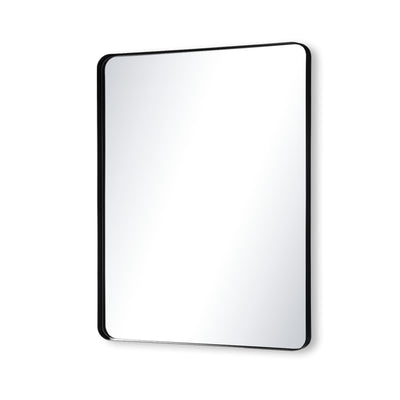 SUMERAIN Badkamerspiegel met veiligheidsglas van gehard glas, 36x30 inch moderne matzwarte wandspiegel met aluminium lijst voor hal, woonkamer en boerderijstijl, horizontaal/verticaal te monteren