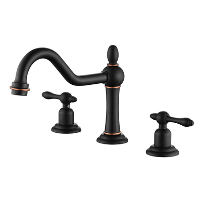 sumerain 8 Inch Wijdverspreide Badkamerkraan 3 Gaten, 2 Handvatten Badkamer Wastafelkraan Vintage Stijl Oliegewreven Brons Afwerking