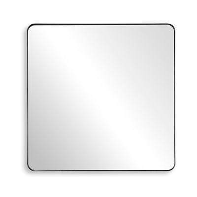 SUMERAIN Grote badkamerspiegel, 38x38 inch gehard glas aluminium lijst wandspiegel in matzwart, horizontaal of verticaal te hangen, eenvoudig te installeren