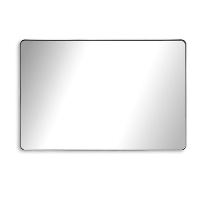 SUMERAIN Badkamerspiegel 48x32 inch, matzwarte aluminium lijst wandspiegel met gehard glas voor grote ruimtes in moderne of boerderijstijl badkamers