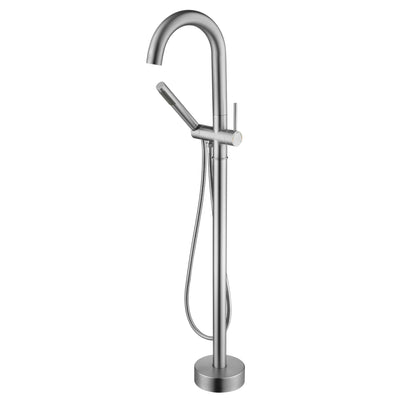 sumerain Badkamer vrijstaande badkuipkraan geborsteld nikkel, moderne vloerstaande badkraan, hoge doorstroming met handdouche
