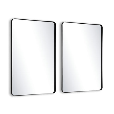 SUMERAIN Zwarte Badkamerspiegel 2-Pack, Set van Twee Aluminium Frame Gehard Glas Make-up Spiegels voor Dubbele Wastafel Badkamermeubel, 24x36 Inch Horizontale of Verticale Montage