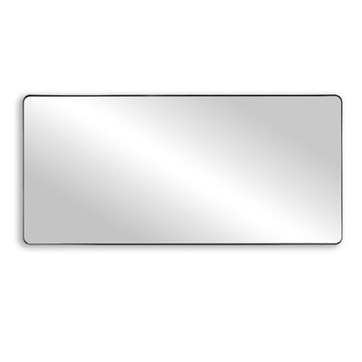 SUMERAIN Badkamerspiegel 60x28 Inch Grote Afgeronde Rechthoek, Zwart Metalen Frame Spiegel met Onbreekbaar Gehard Glas voor Badkamer