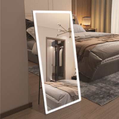 SUMERAIN Volledige Lengte Spiegel met Verlichting, 80”x36” LED Vloerspiegel, Volledige Lichaam Staande Kleedspiegels met Dimmer & 3 Kleurverlichting, Staande Vloerspiegel voor Slaapkamer, Woonkamer, Kleedkamer
