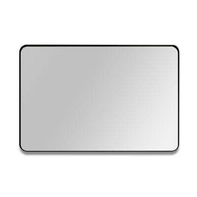 SUMERAIN Mat Zwarte Badkamer Kaptafel Spiegel, 20x30 Inch Gehard Glas Wandspiegel met Afgeronde Hoeken, Horizontaal of Verticaal te Hangen