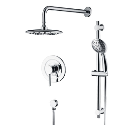 sumerain Modern Badkamer Douche Systeem met Hoge Druk Regen Douchekop, 3-instellingen Handdouche en Verstelbare Glijstang, Klep Inbegrepen, Chroom Afwerking