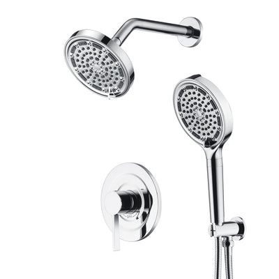 SUMERAIN Douchekraanset met 6-Spray Handdouche met Filter, Chroom Wandgemonteerd Regendouche Systeem