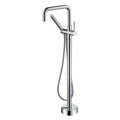 sumerain Vrijstaande badkraan, moderne vloermontage badkraan met handdouche, messing, hoge doorstroming, chroom