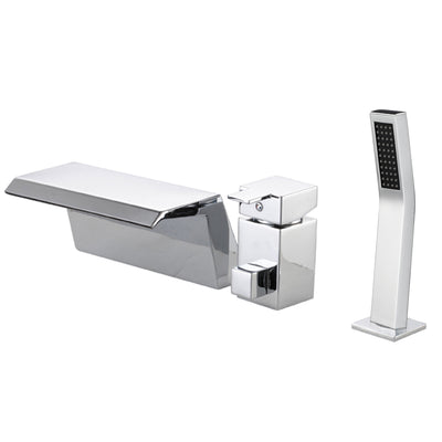 Sumerain waterval opbouw Romeinse badkraan met handdouche, enkele hendel, hoge doorstroming met messing inbouwventiel, chroom