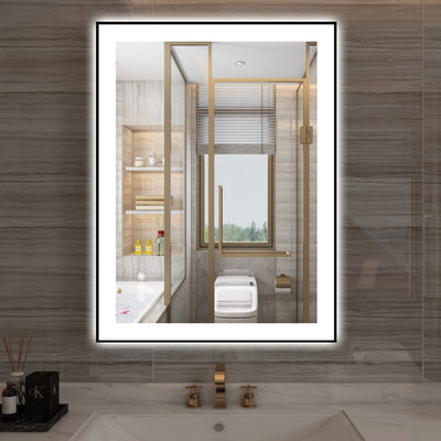 Sumerain LED Badkamerspiegel voor aan de Muur, 24 x 32 Inch Anti-Damp Verlichte Make-up Spiegel met Voor- en Achterverlichting, Traploos Dimmen, 3 Kleurtemperaturen, Geheugen, Gehard Glas