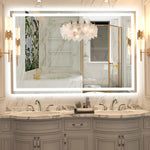 SUMERAIN Moderne LED Badkamerspiegel voor aan de Muur, 55 x 36 Inch Gehard Glas Slimme Verlichte Badkamer Make-up Spiegel met Anti-Damp, Dimmbare Helderheid, 3 Kleurtemperaturen Helderdere LED Make-up Spiegel