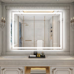 Sumerain 48" x 36" Grote Slimme LED Badkamerspiegel — Achter- en Voorverlichte Slimme Make-up Spiegel, Anti-Damp, Traploos Dimmbaar, 3 Kleurmodi, Geheugenfunctie, Gehard Glas