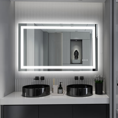 SUMERAIN 40 x 24 inch LED badkamerspiegel met verlichting, badkamerspiegel voor aan de muur, 3 kleurtemperaturen verlichte badkamerspiegel met gehard glas, geheugenfunctie, ETL gecertificeerd