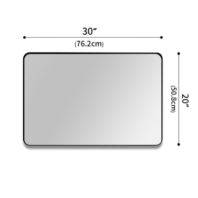 SUMERAIN Mat Zwarte Badkamer Kaptafel Spiegel, 20x30 Inch Gehard Glas Wandspiegel met Afgeronde Hoeken, Horizontaal of Verticaal te Hangen