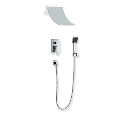SUMERAIN Eigentijds/moderne complete douchesysteem, wandmontage douchekraansysteem met handdouche en omsteller, chroom