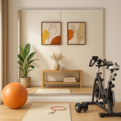 Sumerain Onbreekbare Thuis Sportschool Spiegel 2 stuks x 48x24 inch, Wandgemonteerde Grote Frameloze Volledige Lengte Spiegel, voor Thuis Sportschool Fitness Yoga Dans Garage
