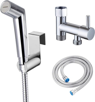 Handdouche Set met Verstelbare Straal voor Toilet, Dubbele Afsluitontwerp Chroom Afwerking