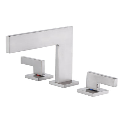 Sumerain Waterval Wijdverspreide Badkamerkraan Geborsteld Nikkel Tweegreeps Badkamer Wastafelkraan 3 Gaten, 8-Inch Badkamerkraan Wastafelkastkraan met Aansluitslangen