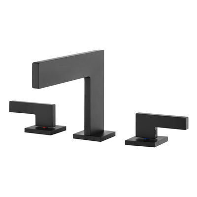 Sumerain Waterval Badkamer Wastafelkraan, Mat Zwart Tweegreeps Badkamerkraan voor 3 Gaten Wastafel, 8 inch Wijdverspreide Badkamerkraan met Aansluitslangen