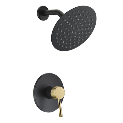 SUMERAIN eengreeps douchekraanset zwart en goud, roestvrij staal 8 inch regendouchekop met inbouwventiel douche afwerkingsset