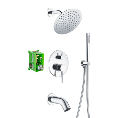 sumerain Regendouchesysteem met Baduitloop, Bad Douchekraanset met 8 inch Douchekop en Handdouche, Klep Inclusief Chroom