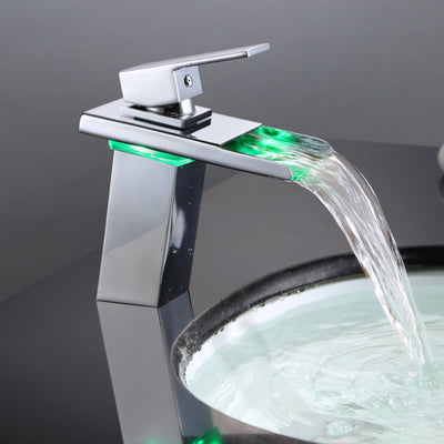 LED kleurveranderende waterval wastafelkraan badkamer wastafelkraan