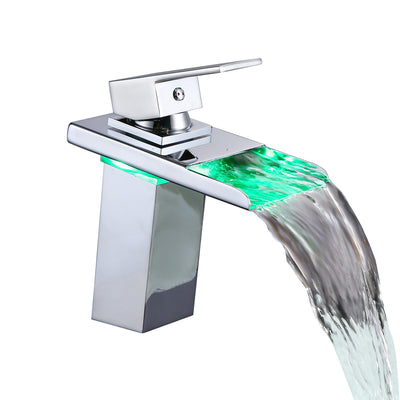 LED kleurveranderende waterval wastafelkraan badkamer wastafelkraan