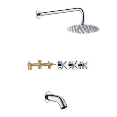 3-knops bad- en douchearmaturen met inbouwklep, chroom