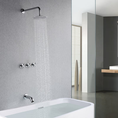 3-knops bad- en douchearmaturen met inbouwklep, chroom