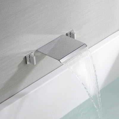 Twee hendels hoge doorstroming wandmontage badkraan waterval badvuller, chroom afwerking