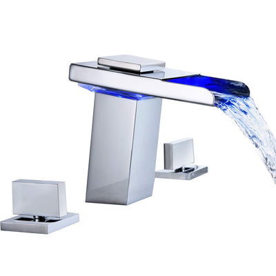 Wijdverspreide Badkamerkraan, LED Verlichte Watervalkraan