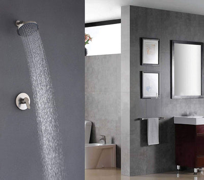 Badkamer douchekraanset 8" ronde ABS plastic regendouchekop + messing inbouwklep lichaam gepolijst chroom  