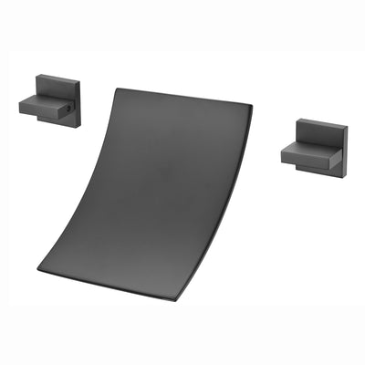 Extra hoge doorstroom wandmontage waterval badkuipvuller kraan matzwart, SUMERAIN