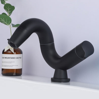 Single Hole Single Handle Matte Black Bathroom Faucet,Swivel Spout