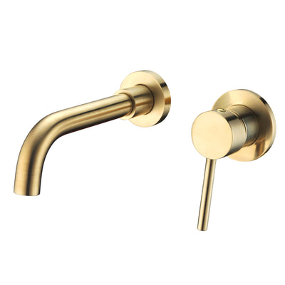 Enkele hendel wandmontage badkamerkraan geborsteld goud met messing inbouwklep  