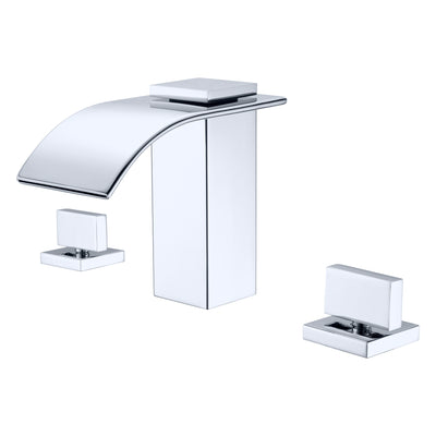 8 inch waterval brede verspreide wastafelkraan 3-gats in chroomafwerking  
