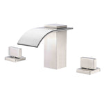 Waterval brede verspreide badkamerkraan geborsteld nikkel, 3-gats 8 inch wastafelkraan  