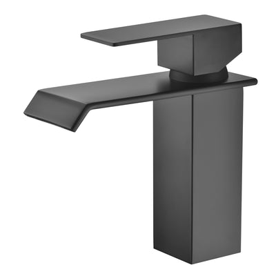 Enkelgat enkele hendel zwarte waterval badkamerkraan, modern ontwerp  