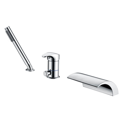 3-gats waterval Romeinse badkraan opbouw badkraan met handdouche chroom afwerking