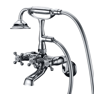 Clawfoot badkraan, 3-inch tot 9-inch wandgemonteerde badkranen met handdouche chroomafwerking  