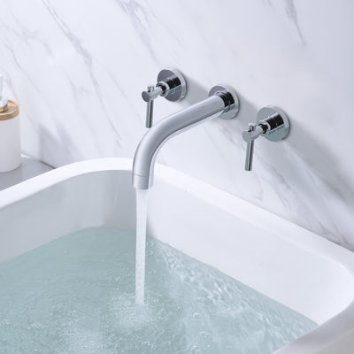 SUMERAIN Wall Mount Bathtub Faucet 3 Hole Tub Filler Faucet With Valve, Chrome Finish